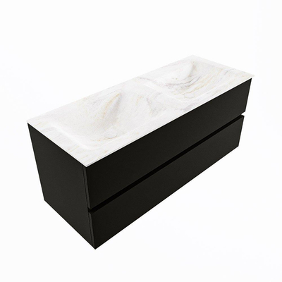 Mondiaz VICA-DLUX Ensemble de meuble de salle de bain - 120cm - meuble sous-vasque urban - 2 tiroirs - lavabo encastrée cloud double - 2 trous de robinet - version haute de 60cm - ostra