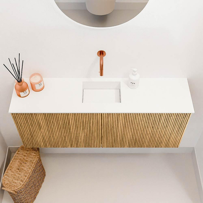 Mondiaz JOYA 100cm toiletmeubel - kleur Oak - Wastafel FAYE positie Midden Zonder kraangat kleur Talc.