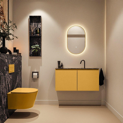 MONDIAZ TURE-DLUX 100cm toiletmeubel Ocher. EDEN wastafel Lava positie midden. Met 1 kraangat.