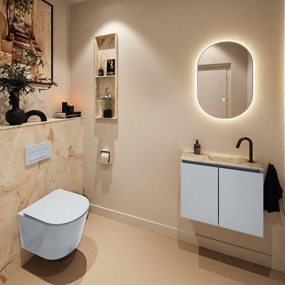 MONDIAZ TURE-DLUX Meuble toilette - 60cm - Clay - EDEN - vasque Frappe - position droite - 1 trou de robinet