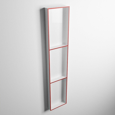 Mondiaz Easy nis 29.5x149.5x8cm voor Inbouw/opbouw 3 open vakken Solid surface Talc/Fire