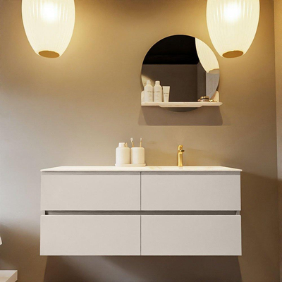 Mondiaz VICA-DLUX ensemble de meuble de salle de bain - 120cm - meuble sous-vasque lin - 4 tiroirs - lavabo encastrée nuage droite - 1 trou de robinet - version haute de 60cm - ostra