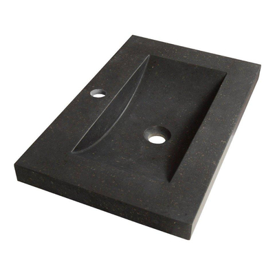 ENSEMBLE DE MEUBLE de salle de bain BRAUER Trust - 60x40cm - incl. poignées à poser en inox doré brossé - 1 lavabo en basalte anthracite - 2 tiroirs softclose - 1 découpe pour le siphon - Bois flotté
