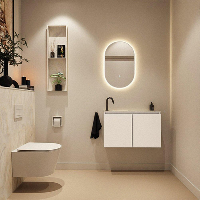 MONDIAZ TURE-DLUX 80cm toiletmeubel Talc. EDEN wastafel Ostra positie links. Met 1 kraangat.