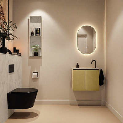 MONDIAZ TURE-DLUX Meuble toilette - 60cm - Oro - EDEN - vasque Opalo - position droite - 1 trou de robinet