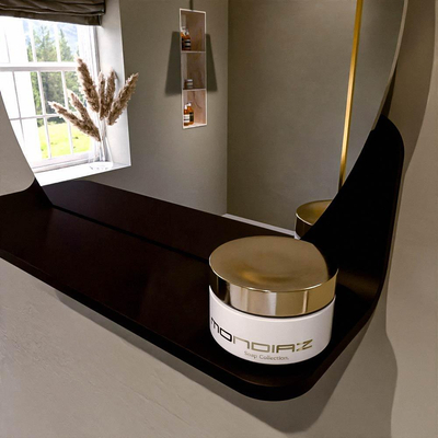 Mondiaz SPOT spiegel – Ø40 cm – met planchet – Urban (zwart)