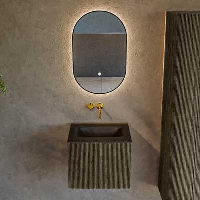 Ensemble de meuble Mondiaz KURVE - 50x46x40cm - 1 tiroir - lavabo en solid surface - milieu - sans trou de robinet - Shadow