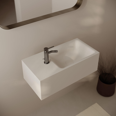 Ideavit Solidtetris Vrijhangende Wastafel - 60x30x20 - solid surface - wit mat