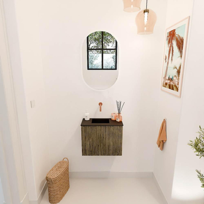 Mondiaz JOYA 50cm toiletmeubel - kleur Dusk - Wastafel FAYE positie Links Zonder kraangat kleur Urban.