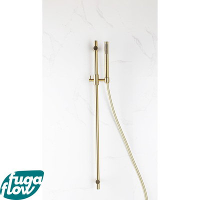 FugaFlow Eccelente Sobrado Ensemble de douche glijstangset 90cm avec douchette à main et flexible de douche lisse PVD Laiton brossé