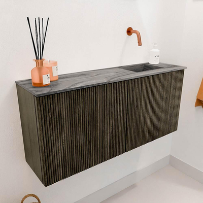 Mondiaz JOYA-DLUX Meuble de toilette 90cm - couleur Shadow - Vasque FAYE position Droite Sans trou de robinet couleur Sombra.