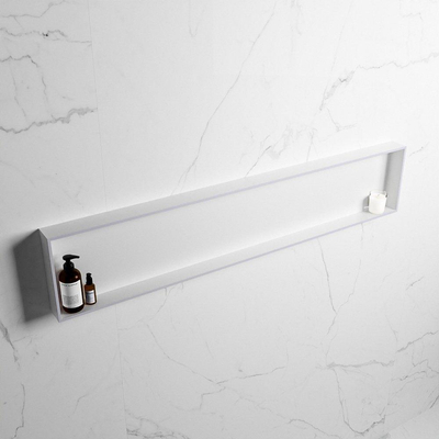 Mondiaz Easy nis 29.5x149.5x8cm voor Inbouw/opbouw 1 open vak Solid surface Talc/Cale