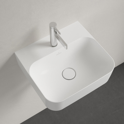 Villeroy & Boch Finion lave-mains 1 trou de robinetterie 43x39cm - ceramic+ sans trop-plein stone white
