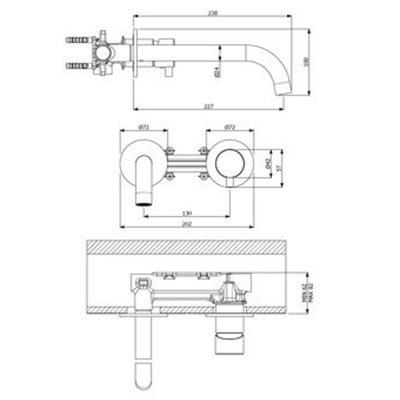 Plieger Napoli Mitigeur lavabo encastrable 2 trous 1 levier avec bec 23.8cm ColdStart Chrome