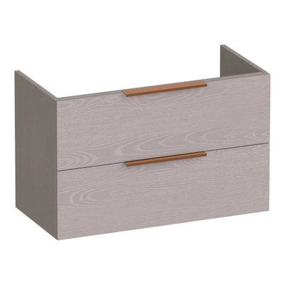 BRAUER Elevate meuble de salle de bains peu profond 80 sans poignées rapportées 2 tiroirs à fermeture douce et 1 découpe pour siphon - Timber Greige