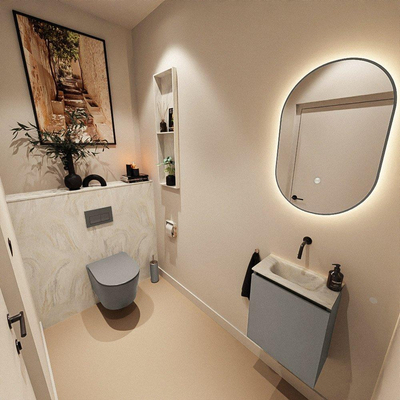 MONDIAZ TURE-DLUX meuble WC 40 cm Smoke. EDEN vasque Ostra position milieu. Sans trou de robinet.