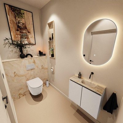 MONDIAZ TURE-DLUX 60cm toiletmeubel Linen. EDEN wastafel Frappe positie rechts. Zonder kraangat.