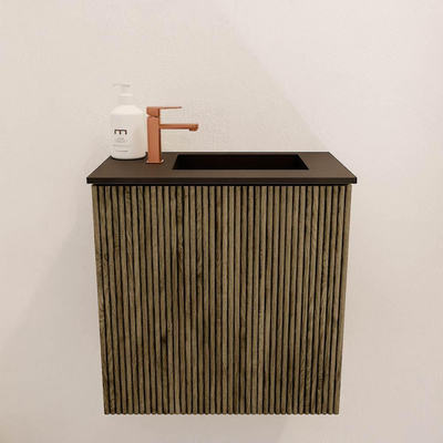 Mondiaz JOYA 40cm toiletmeubel - kleur Dusk - Wastafel FAYE positie Rechts 1 kraangat kleur Urban.