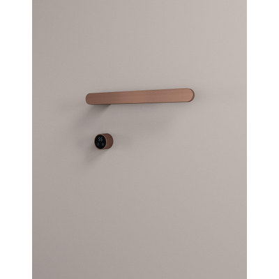 Hotbath &MORE Handdoekradiator - 50x19cm - vierkant - 1 stangen - horizontaal - met schakelaar - geborsteld koper PVD