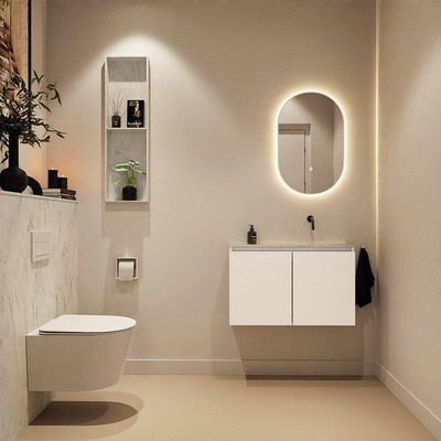 MONDIAZ TURE-DLUX 80cm toiletmeubel Talc. EDEN wastafel Opalo positie rechts. Zonder kraangat.