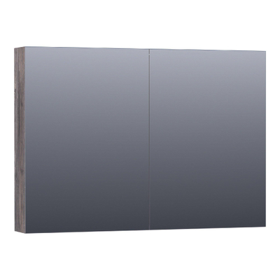 Saniclass Dual Spiegelkast - 100x70x15cm - 2 links- rechtsdraaiende spiegeldeur - MFC - grey Canyon