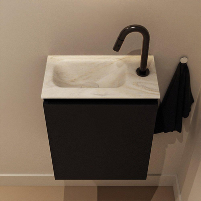 MONDIAZ TURE-DLUX Meuble de toilettes 40 cm Urban. EDEN lavabo Ostra position gauche. Avec 1 trou de robinet.
