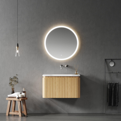 Saniclass Terra Meubelwastafel - 81x46x1.2cm - afgeronde hoeken - 1 wasbak - zonder kraangat - solid surface - wit mat