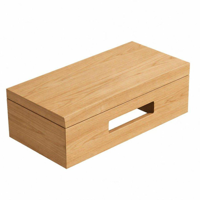 Royal Plaza Terra Planche pour lave-mains - 40x25x10cm - avec porte-serviettes - vasque à poser blanc brillant - robinet de lave-mains chrome - bonde - siphon - sandwood (chêne clair)