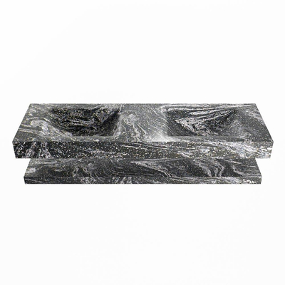 MONDIAZ ALAN - DLUX Badkamermeubelset - 150cm - planchet - Lava - vrijhangende wastafel - 2 wasbakken - 0 kraangaten - Lava