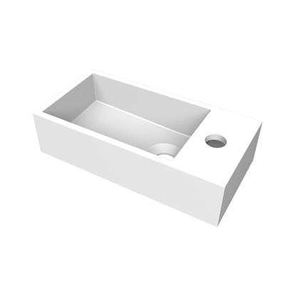 Arcqua Flair fontein - 36x18x9cm - cast marble - 1 kraangat - rechts - mat wit