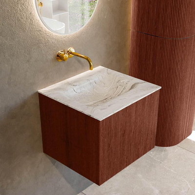 Mondiaz KURVE-DLUX Badkamermeubelset - 50x46x40cm - 1 lade - wastafel solid surface - midden - zonder kraangat - Ruby