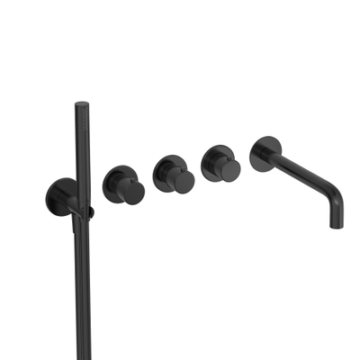 Hotbath COBBER Finition pour robinet de baignoire thermostatique avec 2 robinets d'arrêt avec bec Noir brossé PVD