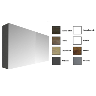 Sanicare qlassics armoire de toilette 120x60x15cm avec 2 portes miroir double face anthracite