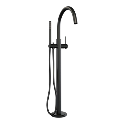 BRAUER Black Edition Staande Badkraan - staafhanddouche - 1 stand - 2 gladde knoppen - inclusief inbouwdeel - PVD - mat zwart