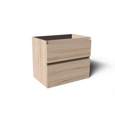 Saniclass Vita Meuble de salle de bains - 140x60x46cm - 4 tiroirs - sans poignée - 2 vasques - 2 trous de robinet - trop-plein - céramique - chêne clair