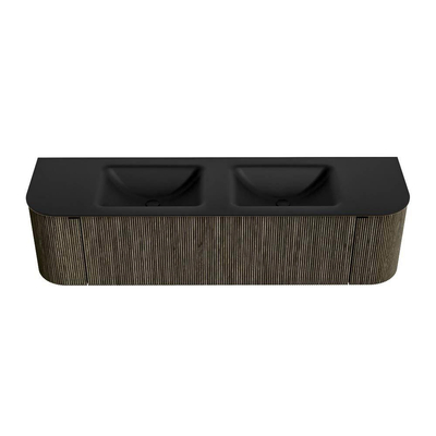Mondiaz KURVE Badkamermeubelset - 170x46x40cm - 1 lade - 2 deuren - wastafel solid surface - dubbel - 2 kraangaten - Shadow