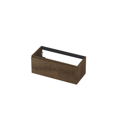 INK Wastafelonderkast - 100x45x40cm - 1 lade - greeploos - met houten keerlijst - MDF - Chocolate