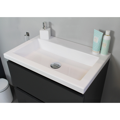 Basic Bella Meuble avec lavabo acrylique 60x55x46cm sans trou de robinet Anthracite mat
