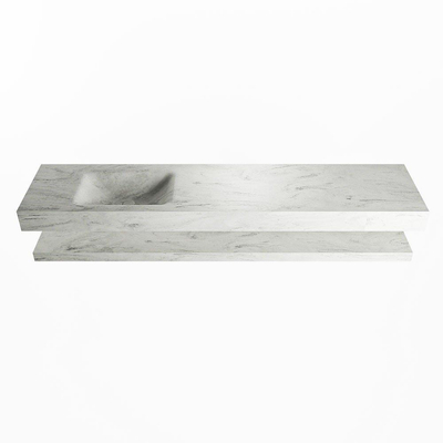 MONDIAZ ALAN - DLUX Badkamermeubelset - 200cm - planchet - Opalo - vrijhangende wastafel - wasbak links - 0 kraangaten - Opalo