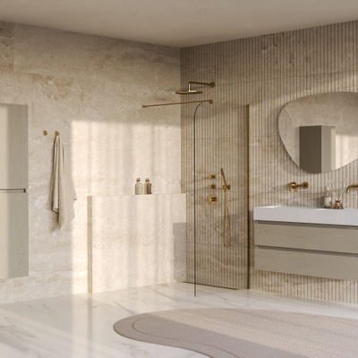 BRAUER Orion Inloopdouche - 90x200cm - helder glas - glascoating - PVD - Geborsteld Goud