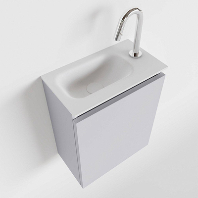 Mondiaz TURE Meuble lave-mains 40x23x50cm 1 trou de robinet 1 porte Cale mat Lavabo Eden Gauche Solid Surface Blanc