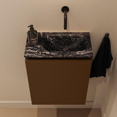 MONDIAZ TURE-DLUX Meuble toilette - 40cm - Rust - EDEN - vasque Lava - position droite - sans trou de robinet