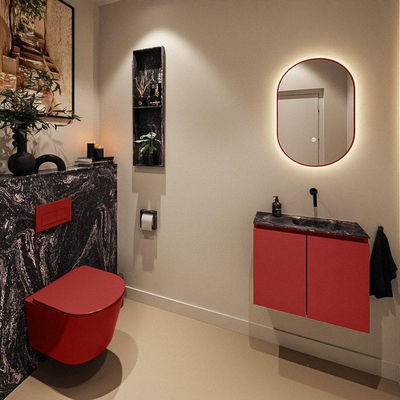 MONDIAZ TURE-DLUX Meuble toilette - 60cm - Fire - EDEN - vasque Lava - position droite - sans trou de robinet