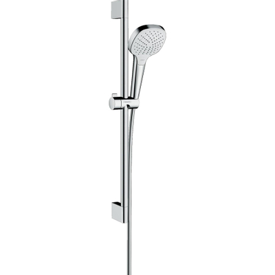 Hansgrohe Croma Select E Vario ensemble barre de douche avec douchette à main Croma Select E Vario EcoSmart 65cm avec flexible Isiflex`B 160cm blanc/chrome
