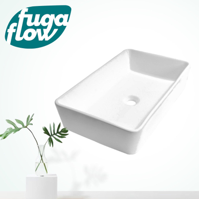 FugaFlow Efficiente Arredo Waskom opbouw - 60x37x13cm - zonder overloop - rechthoek - keramiek - glanzend wit