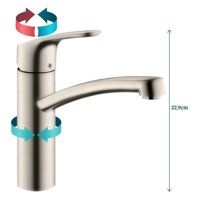 Hansgrohe Focus m41 Eengreeps keukenmengkraan - 160 - rvs look