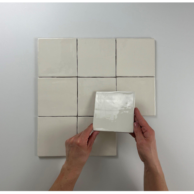 ÉCHANTILLON Terravito Viondo carreau mural - 13x13cm - 10mm - Carré - Blanc ivoire Brillant