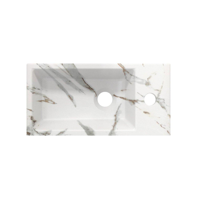 Riho Livit Tiny Fontein - 1 kraangat rechts - 41x20.5x10.5cm - wit marmer