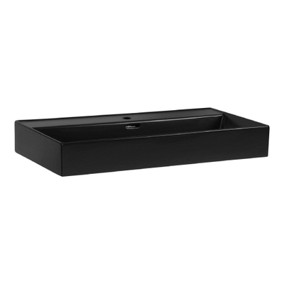 Saniclass Legend Meubelwastafel - 81x47x13cm - met overloop - 1 wasbak - 1 kraangat - keramiek - mat zwart - SHOWROOMMODEL