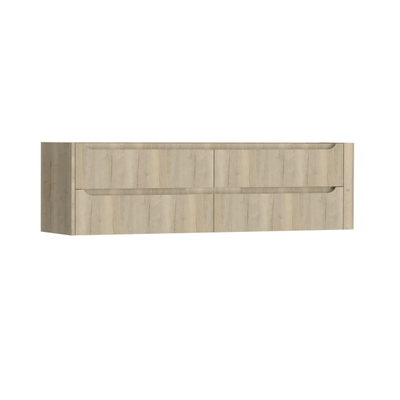 H&R Badmeubelen Juice Wastafelonderkast - 180x45x50cm - rechterhoek afgerond - 4 lades - geïntegreerde greep - French oak